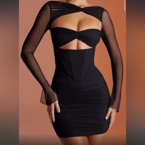 Oh Polly mesh black long sleeve body on dress. New with tags.